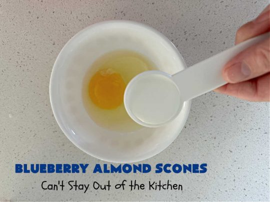 Blueberry Almond Scones | Can't Stay Out of the Kitchen | #BlueberryAlmondScones are outrageously good. These amazing #scones include #blueberries, #almonds  & #AlmondExtract. They are so delightful with your morning coffee that you won't be able to put them down! Try these scrumptious treats for a weekend, company or #holiday #breakfast like #Thanksgiving, #Christmas or #NewYears. Everyone will swoon! #HolidayBreakfast