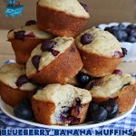 Blueberry Banana Muffins | Can't Stay Out of the Kitchen | these lovely #muffins pop in flavor with fresh #blueberries in every bite. Terrific #entree for any #breakfast or #brunch #buffet, especially good for company & #holidays. #Bananas & #applesauce keep these #BreakfastMuffins moist & delicious. #BlueberryBananaMuffins