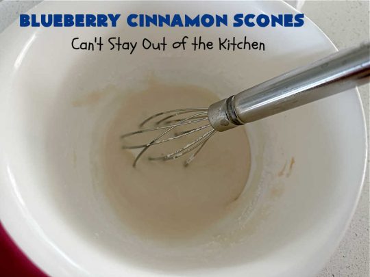Blueberry Cinnamon Scones | Can't Stay Out of the Kitchen | these #scones are absolutely delightful.. They have a soft, almost bread-like texture & they're filled with #blueberries, baked with a #CinnamonSugar topping & iced with a powdered sugar glaze. They're fantastic for weekend, company or a #holiday #breakfast. Every bite will have you swooning! #BlueberryCinnamonScones