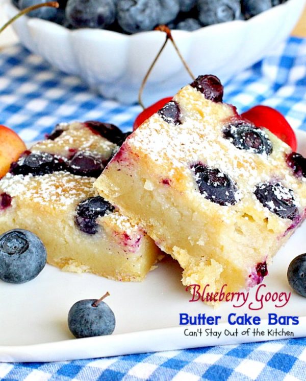 Blueberry Gooey Butter Cake Bars – Can't Stay Out of the Kitchen