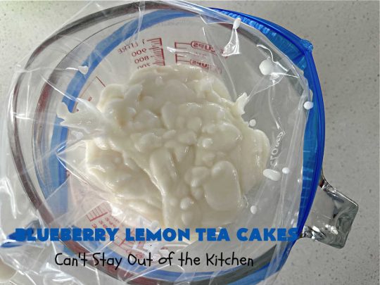 Blueberry Lemon Tea Cakes | Can't Stay Out of the Kitchen | these adorable #TeaCakes are made with fresh #blueberries & 3 kinds of #lemon flavoring including #LemonZest, #LemonJuice & #LemonExtract. They pop in flavor & are both #SugarFree & #GlutenFree. Terrific #dessert for family or friends with #Celiac or #Diabetes. #BlueberryDessert #LemonDessert #cake #BlueberryLemonTeaCakes