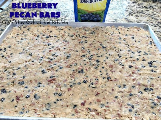 Blueberry Pecan Bars | Can't Stay Out of the Kitchen | these luscious, crunchy bar-type #cookies are filled with dried #blueberries, #pecans & #coconut. They're outrageously addictive! #tailgating #dessert #brownies #BlueberryDessert #BlueberryPecanBars