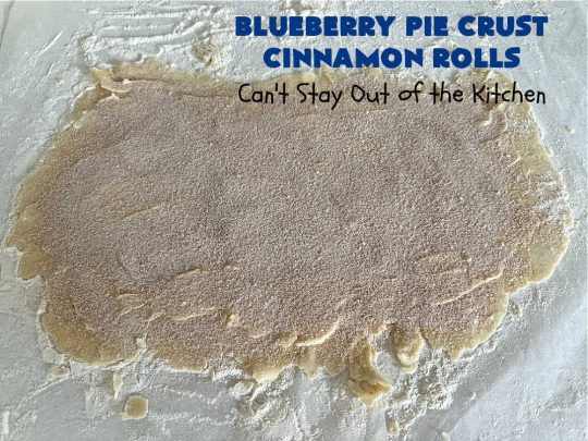 Blueberry Pie Crust Cinnamon Rolls | Can't Stay Out of the Kitchen | This down-home #vintage #recipe for #PieCrustCinnamonRolls is outstanding! Easy to whip up and so delicious for #breakfast or to snack on throughout the day. Beware! You won't be able to keep your hands out of these delicious #blueberry treats. #CinnamonRolls #PieCrust #BlueberryJam #HolidayBreakfast #BlueberryPieCrustCinnamonRolls