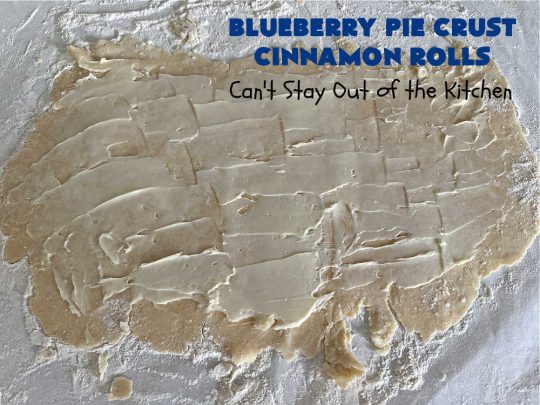 Blueberry Pie Crust Cinnamon Rolls | Can't Stay Out of the Kitchen | This down-home #vintage #recipe for #PieCrustCinnamonRolls is outstanding! Easy to whip up and so delicious for #breakfast or to snack on throughout the day. Beware! You won't be able to keep your hands out of these delicious #blueberry treats. #CinnamonRolls #PieCrust #BlueberryJam #HolidayBreakfast #BlueberryPieCrustCinnamonRolls