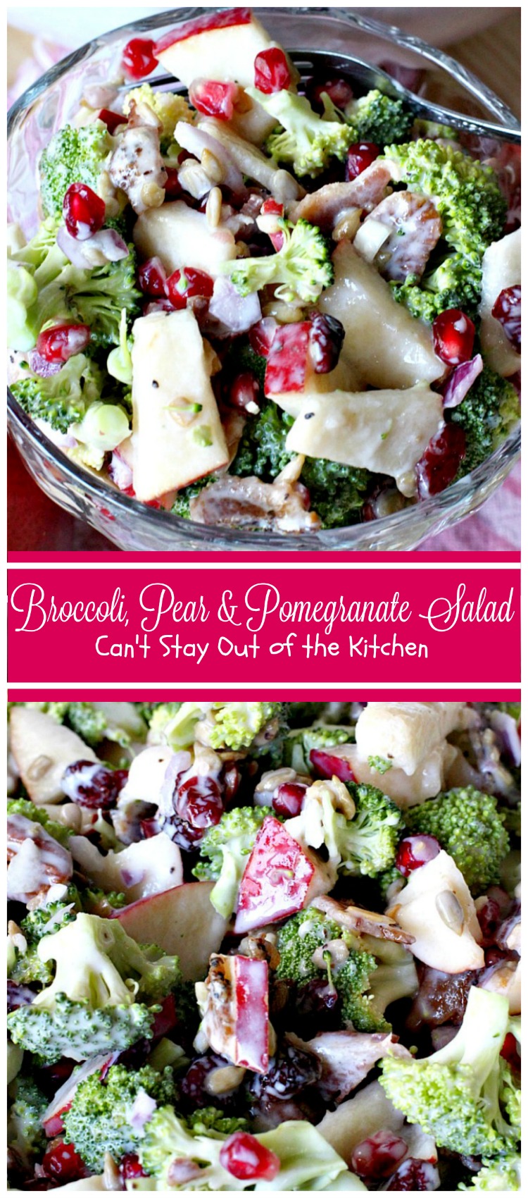 Broccoli, Pear and Pomegranate Salad | Can't Stay Out of the Kitchen