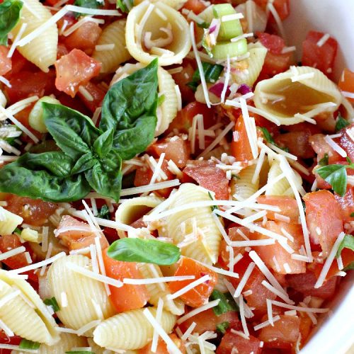 Bruschetta Pasta Salad | Can't Stay Out of the Kitchen