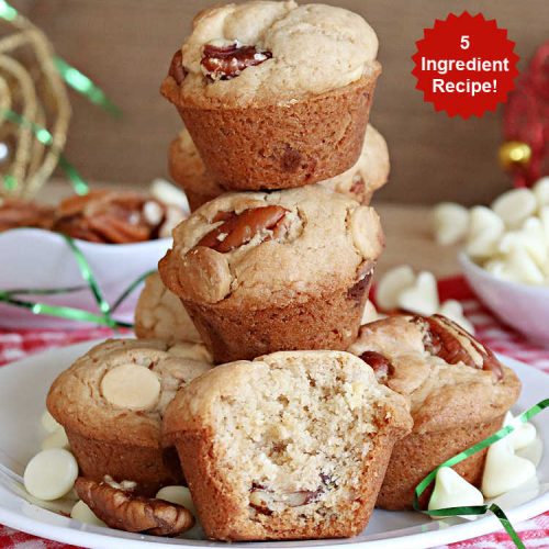 Butter Pecan White Chocolate Cookie Cups | Can't Stay Out of the Kitchen | these adorable #CookieCups are perfectly flavored with a #ButterPecan #CakeMix,#pecans & #WhiteChocolateChips. This easy 5-ingredient #cookie #recipe can be ready to enjoy in about 30 minutes. Great for #tailgating, #BackyardBarbecues or a #ChristmasCookieExchange. #chocolate #dessert #ButterPecanWhiteChocolateCookieCups