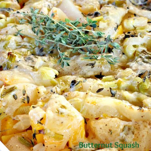 Butternut Squash and Pear Gratin | Can't Stay Out of the Kitchen | Everyone loves this fabulous #casserole. It's the perfect way to use #pears and #butternutsquash together. Great for #holidays like #Easter. #glutenfree