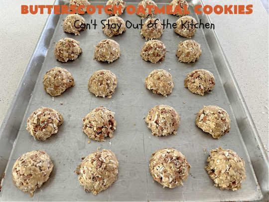 Butterscotch Oatmeal Cookies | Can't Stay Out of the Kitchen | these mouthwatering #OatmealCookies include #pecans, #coconut, #oatmeal & #ButterscotchChips. They're hearty and filling & so delightful to the taste buds, you're sure to want more! Pull them out for #tailgating parties, potlucks, Backyard Barbecues or Family Reunions. Everyone will enjoy these irresistible drool-worthy #cookies. #dessert #ButterscotchDessert #ButterscotchOatmealCookies