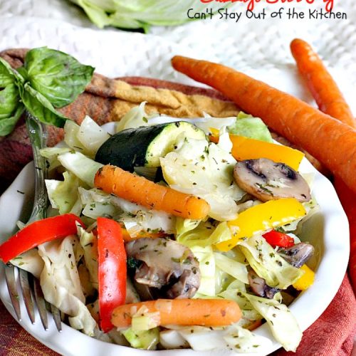 Cabbage Stir | Fry | Can't Stay Out of the Kitchen | this delicious #MeatlessMonday dish is filled with fresh veggies and herbs. Healthy, low calorie #clean-eating #glutenfree #vegan.