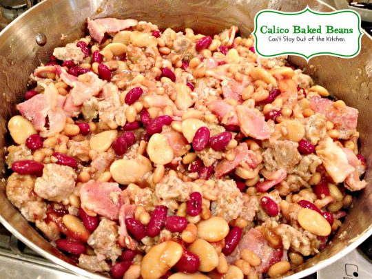 Calico Baked Beans | Can't Stay Out of the Kitchen | these fabulous #bakedbeans use 3 different beans and are seasoned wonderfully with #groundbeef and #bacon.