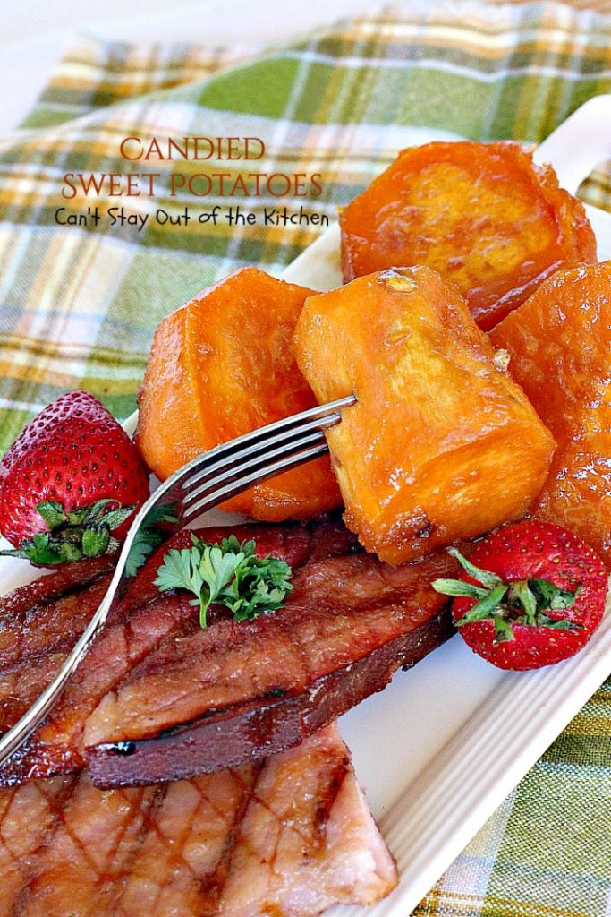 Candied Sweet Potatoes | Can't Stay Out of the Kitchen | this family favorite #sweetpotatoes dish is a quick, easy no-fuss recipe using only 3 ingredients! Great for the #holidays. #glutenfree