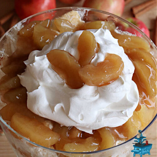 Caramel Apple Angel Trifle | Can't Stay Out of the Kitchen | You'll swoon over the outrageous taste of #CaramelApples in this fabulous #5Ingredient #dessert! It's so easy to whip up & perfect for company, special occasions or #holiday dinners. Every bite will have you drooling! #apples #AppleDessert #CaramelAppleAngelDessert #CreamCheese #CaramelAppleAngelTrifle #AngelFoodCake