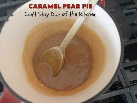 Caramel Pear Pie | Can't Stay Out of the Kitchen | this luscious #PearPie #recipe includes a layer of melted #caramels, #pecans & an #oatmeal #streusel topping that's totally scrumptious. Prepare to swoon over every bite. If you thought #CandiedApples were great, try this #pie version with #pears. Great for #holidays & company. #dessert #PearDessert #CaramelPearPie