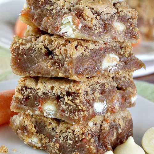Carrot Cake White Chocolate Gooey Bars | Can't Stay Out of the Kitchen
