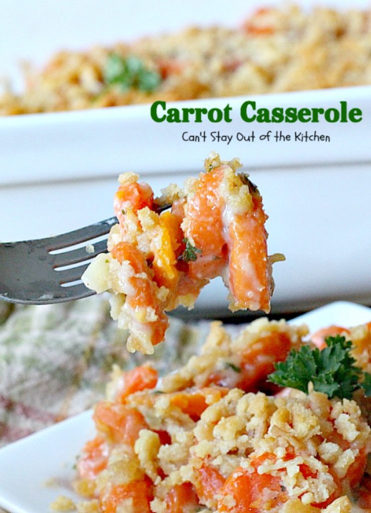 Carrot Casserole | Can't Stay Out of the Kitchen | this scrumptious #casserole makes a great #holiday side dish. You can make it in the #crockpot, too. #carrots 