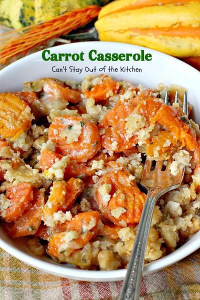 Carrot Casserole | Can't Stay Out of the Kitchen | this scrumptious #casserole makes a great #holiday side dish. You can make it in the #crockpot, too. #carrots