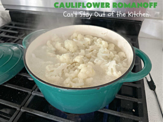 Cauliflower Romanoff | Can't Stay Out of the Kitchen | This delightful #casserole uses mashed #cauliflower instead of #potatoes. It's loaded with #CheddarCheese, #SourCream & #GreenOnions. A dash of #paprika gives it fantastic zip! Perfect #SideDish for #holidays like #Thanksgiving or #Christmas. #GlutenFree #CauliflowerRomanoff