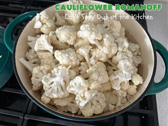 Cauliflower Romanoff | Can't Stay Out of the Kitchen | This delightful #casserole uses mashed #cauliflower instead of #potatoes. It's loaded with #CheddarCheese, #SourCream & #GreenOnions. A dash of #paprika gives it fantastic zip! Perfect #SideDish for #holidays like #Thanksgiving or #Christmas. #GlutenFree #CauliflowerRomanoff