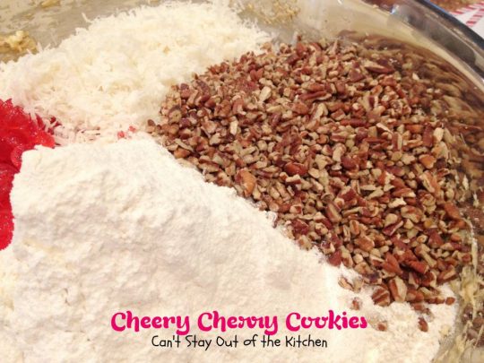 Cheery Cherry Cookies | Can't Stay Out of the Kitchen | fabulous #cherry #cookies with #pecans and #coconut. #dessert #candiedcherries