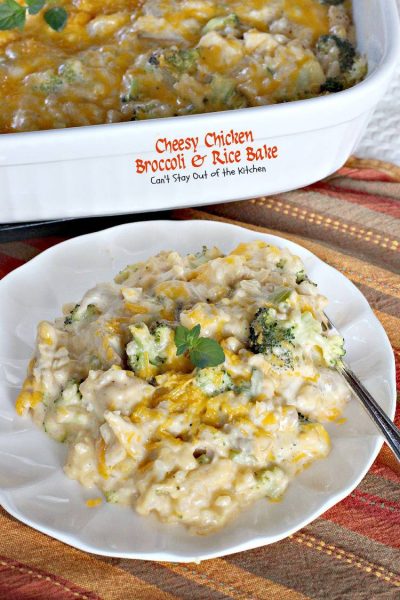 Cheesy Chicken Broccoli and Rice Bake | Can't Stay Out of the Kitchen | this cheesy #casserole is comfort food at its best! #glutenfree #chicken #broccoli #cheese #rice