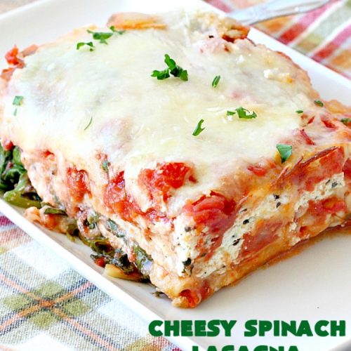 Cheesy Spinach Lasagna | Can't Stay Out of the Kitchen | this #lasagna entree is wonderful & great for #MeatlessMondays, potlucks or other family dinners. #spinach #cheese