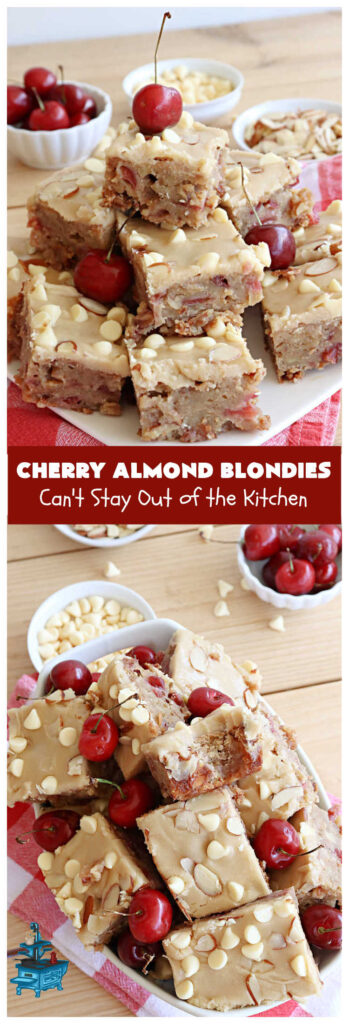 Cherry Almond Blondies | Can't Stay Out of the Kitchen