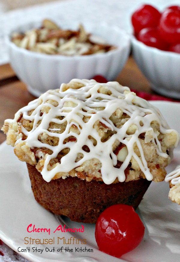 Cherry Almond Streusel Muffins | Can't Stay Out of the Kitchen