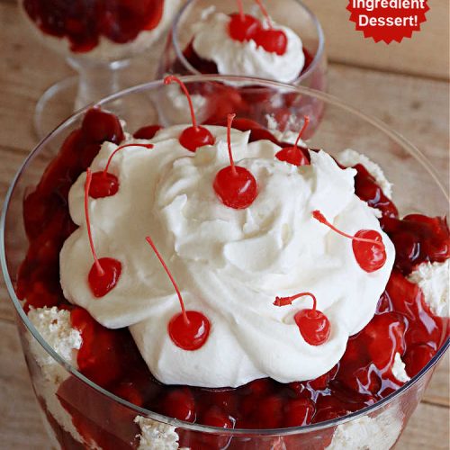 Cherry Angel Trifle | Can't Stay Out of the Kitchen | If you want a rave #dessert to make for the #holidays, this is it! This scrumptious, swoon-worthy #5IngredientRecipe is all you could ask for in a #CherryDessert. Whip it up in 10 minutes & your family & friends will drool for days! #CherryPieFilling #AngelFoodCake #CreamCheese #HolidayDessert #CherryAngelDessert #CherryAngelTrifle