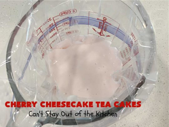 Cherry Cheesecake Tea Cakes | Can't Stay Out of the Kitchen | These miniature #Bundt #cakes will knock your socks off! They're filled with red & green #cherries & flavored with #almond extract, #CreamCheese & #Cheesecake #PuddingMix. Great #holiday or #Christmas #dessert. #CherryDessert #HolidayDessert #TeaCakes #CherryCheesecakeTeaCakes