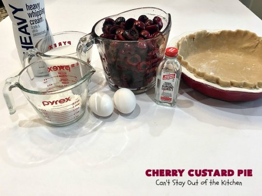 Cherry Custard Pie | Can't Stay Out of the Kitchen | try this irresistible #recipe as an alternative to traditional #CherryPie. It's rich, decadent & mouthwatering. Marvelous #dessert for the #summer when #FreshCherries are in season. #Custard #CherryCustardPie #CherryDessert #NWCherries #NorthwestCherryGrowers #Canbassador