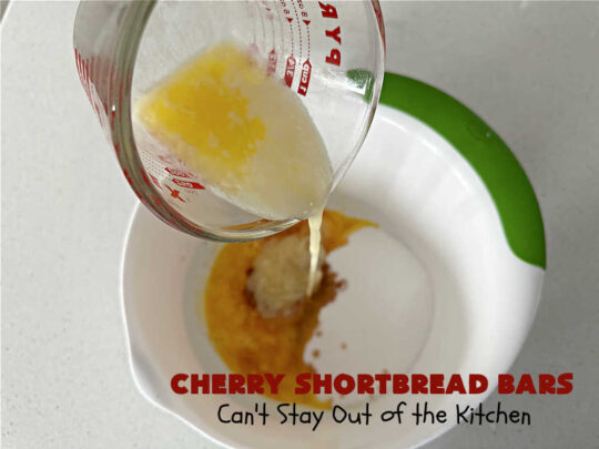 Cherry Shortbread Bars | Can't Stay Out of the Kitchen | These festive & beautiful #cookies are perfect for the #holidays. Whether a #ChristmasCookieExchange, #tailgating or office party, or #potluck, this #CherryDessert is fantastic & will be much enjoyed by all your family & friends. Great for #Thanksgiving, #Christmas or #NewYearsDay. #dessert #CherryPreserves #CherryShortbreadBars