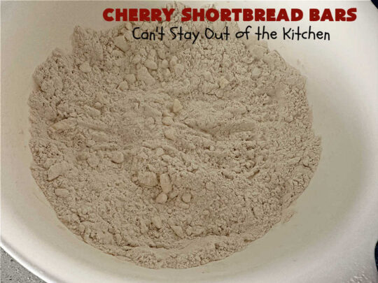 Cherry Shortbread Bars | Can't Stay Out of the Kitchen | These festive & beautiful #cookies are perfect for the #holidays. Whether a #ChristmasCookieExchange, #tailgating or office party, or #potluck, this #CherryDessert is fantastic & will be much enjoyed by all your family & friends. Great for #Thanksgiving, #Christmas or #NewYearsDay. #dessert #CherryPreserves #CherryShortbreadBars