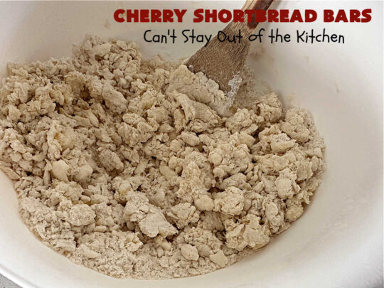 Cherry Shortbread Bars | Can't Stay Out of the Kitchen | These festive & beautiful #cookies are perfect for the #holidays. Whether a #ChristmasCookieExchange, #tailgating or office party, or #potluck, this #CherryDessert is fantastic & will be much enjoyed by all your family & friends. Great for #Thanksgiving, #Christmas or #NewYearsDay. #dessert #CherryPreserves #CherryShortbreadBars