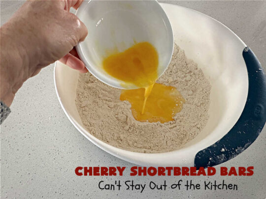 Cherry Shortbread Bars | Can't Stay Out of the Kitchen | These festive & beautiful #cookies are perfect for the #holidays. Whether a #ChristmasCookieExchange, #tailgating or office party, or #potluck, this #CherryDessert is fantastic & will be much enjoyed by all your family & friends. Great for #Thanksgiving, #Christmas or #NewYearsDay. #dessert #CherryPreserves #CherryShortbreadBars