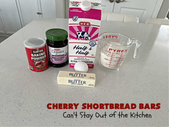 Cherry Shortbread Bars | Can't Stay Out of the Kitchen | These festive & beautiful #cookies are perfect for the #holidays. Whether a #ChristmasCookieExchange, #tailgating or office party, or #potluck, this #CherryDessert is fantastic & will be much enjoyed by all your family & friends. Great for #Thanksgiving, #Christmas or #NewYearsDay. #dessert #CherryPreserves #CherryShortbreadBars