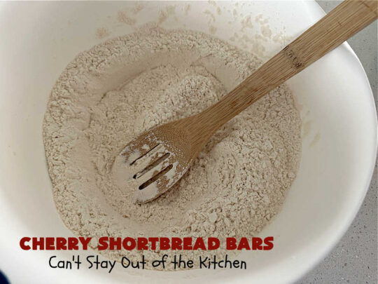 Cherry Shortbread Bars | Can't Stay Out of the Kitchen | These festive & beautiful #cookies are perfect for the #holidays. Whether a #ChristmasCookieExchange, #tailgating or office party, or #potluck, this #CherryDessert is fantastic & will be much enjoyed by all your family & friends. Great for #Thanksgiving, #Christmas or #NewYearsDay. #dessert #CherryPreserves #CherryShortbreadBars