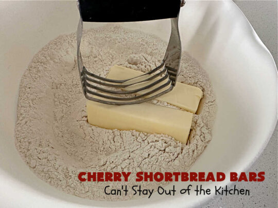 Cherry Shortbread Bars | Can't Stay Out of the Kitchen | These festive & beautiful #cookies are perfect for the #holidays. Whether a #ChristmasCookieExchange, #tailgating or office party, or #potluck, this #CherryDessert is fantastic & will be much enjoyed by all your family & friends. Great for #Thanksgiving, #Christmas or #NewYearsDay. #dessert #CherryPreserves #CherryShortbreadBars