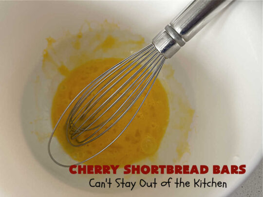 Cherry Shortbread Bars | Can't Stay Out of the Kitchen | These festive & beautiful #cookies are perfect for the #holidays. Whether a #ChristmasCookieExchange, #tailgating or office party, or #potluck, this #CherryDessert is fantastic & will be much enjoyed by all your family & friends. Great for #Thanksgiving, #Christmas or #NewYearsDay. #dessert #CherryPreserves #CherryShortbreadBars