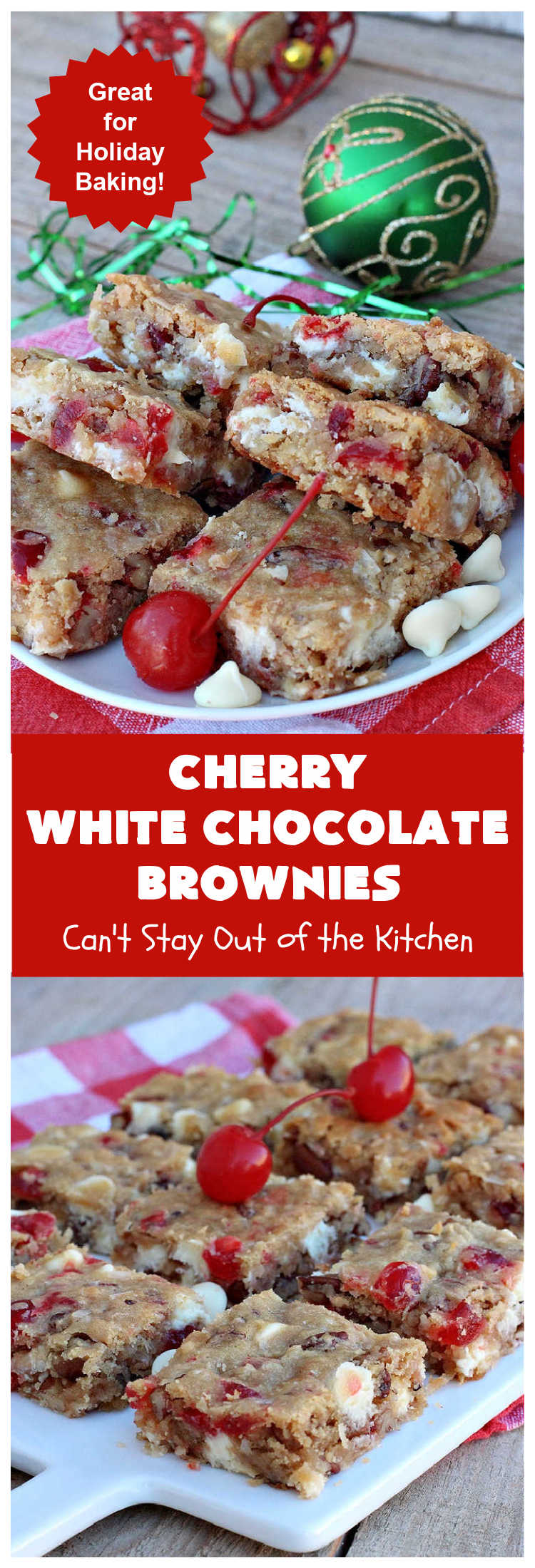 Cherry White Chocolate Brownies | Can't Stay Out of the Kitchen