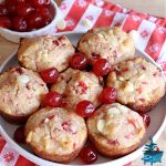 Cherry White Chocolate Muffins | Can't Stay Out of the Kitchen | These irresistible #muffins are filled with #applesauce, #bananas, #CandiedCherries & #WhiteChocolateChips and will absolutely float your boat! Terrific choice for any #holiday, company or weekend #breakfast or #brunch. #cherries #chocolate #CherryWhiteChococolateMuffins