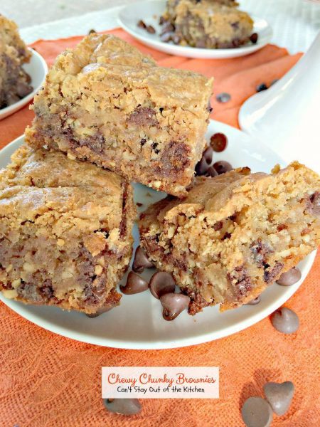 Chewy Chunky Brownies | Can't Stay Out of the Kitchen | awesome #brownies with #chocolatechips and #HeathEnglishToffeeBits! #chocolate #dessert