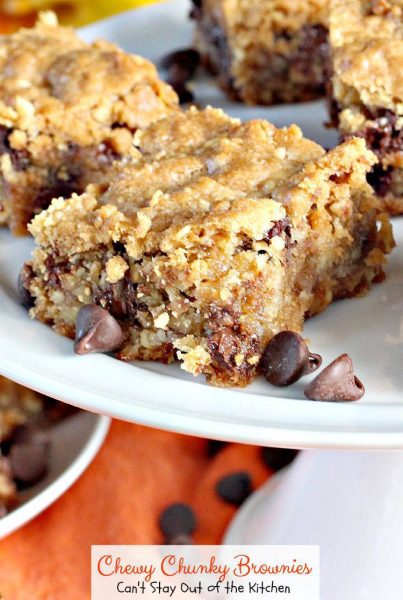 Chewy Chunky Brownies | Can't Stay Out of the Kitchen | awesome #brownies with #chocolatechips and #HeathEnglishToffeeBits! #chocolate #dessert