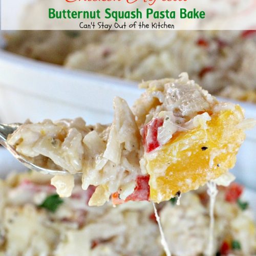 Chicken Alfredo Butternut Squash Pasta Bake | Can't Stay Out of the Kitchen