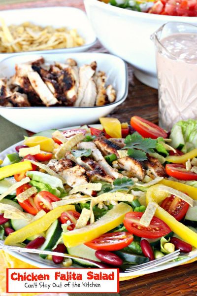 Chicken Fajita Salad | Can't Stay Out of the Kitchen | scrumptious #Tex-Mex #salad that tastes like eating #chicken #fajitas in salad form!