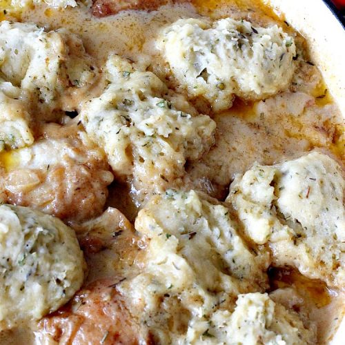 Chicken Fricassee with Herb Dumplings | Can't Stay Out of the Kitchen | this is such a savory, sumptuous & mouthwatering #chicken entree. Chicken, Herb Dumplings and gravy make one of the most fantastic main dish #recipes ever. Amazing comfort food. #HerbDumplings
