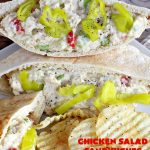 Chicken Salad Sandwiches | Can't Stay Out of the Kitchen | these fantastic #sandwiches are stuffed in #PitaPockets & garnished with mild pepper rings. Best #ChickenSalad ever! Every time we make these sandwiches they get rave reviews. #ChickenSaladSandwiches #Chicken #FavoriteChickenSaladRecipe