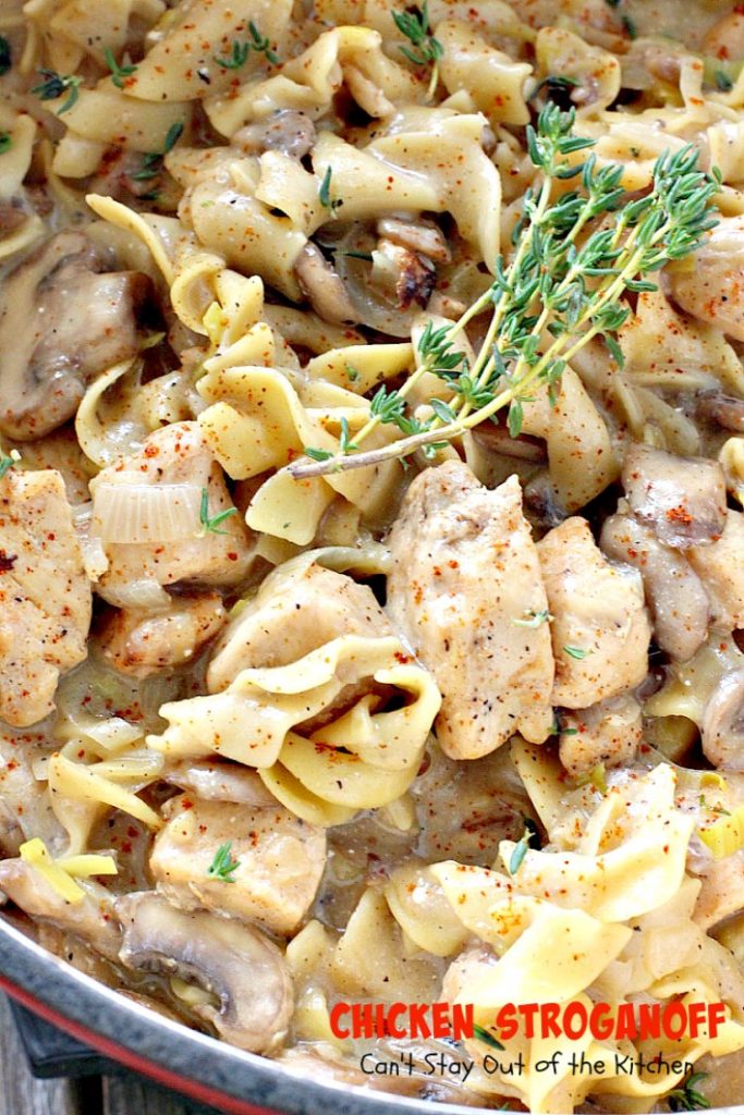 Chicken Stroganoff | Can't Stay Out of the Kitchen | this easy & delicious one-pot meal can be ready in about 30 minutes! Perfect comfort food for #MothersDay! #chicken #noodles
