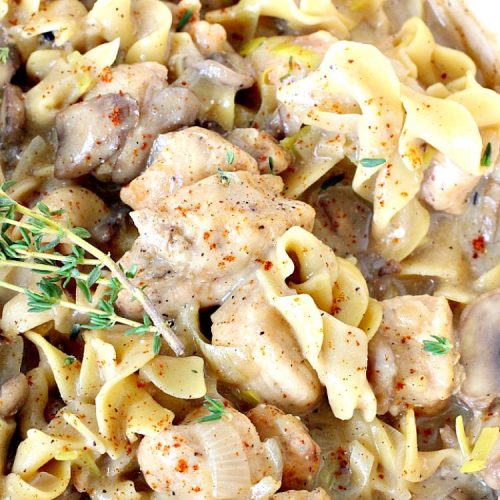 Chicken Stroganoff | Can't Stay Out of the Kitchen | this easy & delicious one-pot meal can be ready in about 30 minutes! Perfect comfort food for #MothersDay! #chicken #noodles