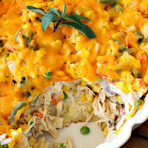 Chicken Vegetable Casserole | Can't Stay Out of the Kitchen | this #chicken #casserole is a delicious one-dish meal for busy week night dinners. We found it sumptuous as well as economical! Great way to use up leftover #RotisserieChicken too. #ChickenCasserole #ChickenVegetableCasserole #CheddarCheese #MixedVegetables